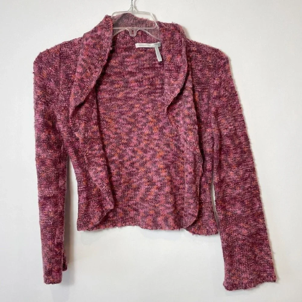 Classiques‎ Entier Womens Mohair Blend Cardigan Sweater Pink PS Long Sleeve Y2K